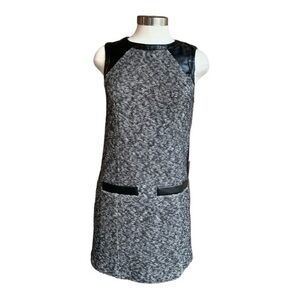 WHIT Tweed and‎ Faux Leather Shift Dress Size Small